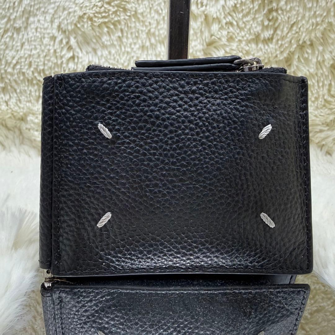 ✨美品✨マルジェラ　マネークリップ　二つ折り　ステッチ　カレンダー　黒 小銭入れ