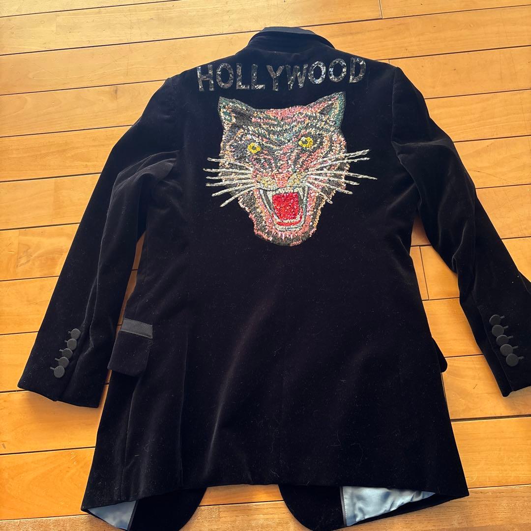 GUCCI ブラック ベルベット テーラードジャケット A4