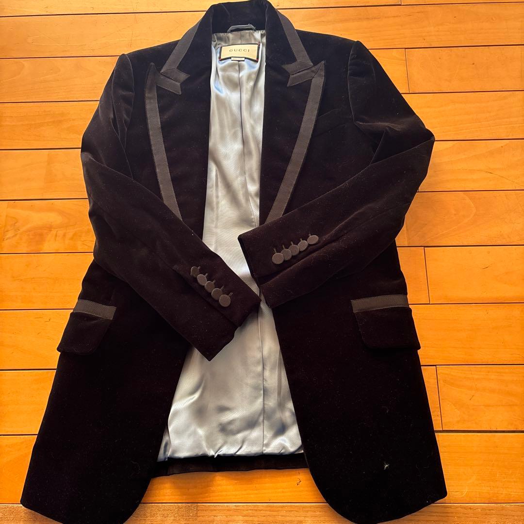 GUCCI ブラック ベルベット テーラードジャケット A4