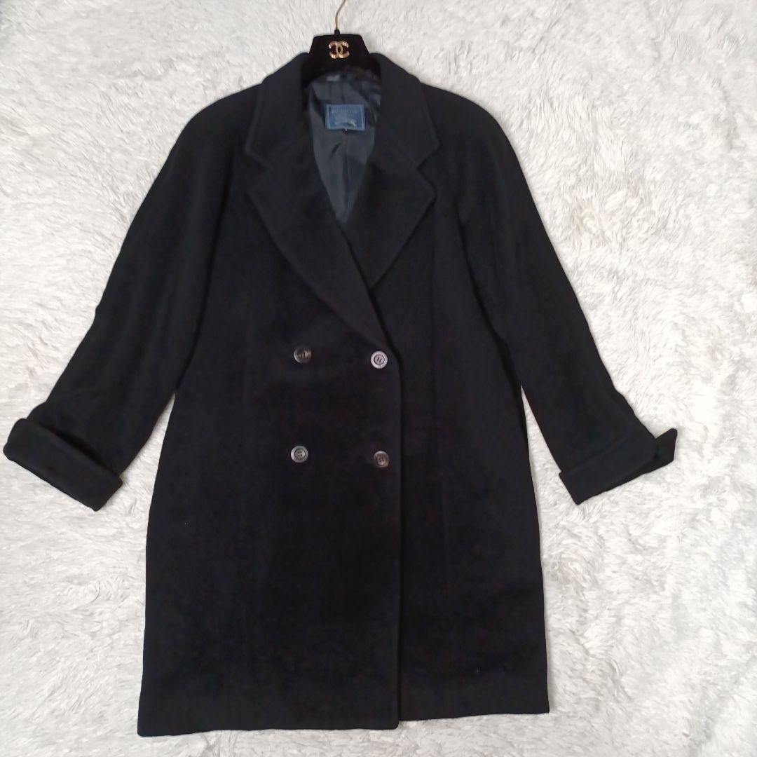 美品■Burberrys カシミヤ100% ダブル チェスターコート ブラック