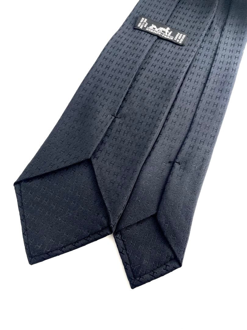 美品 エルメス ハイブランド ネクタイ H柄 ファソネ ブラック 高級 シルク