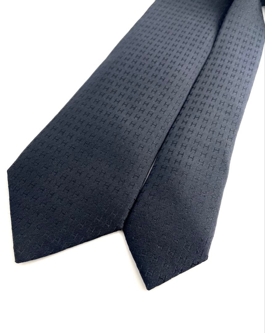 美品 エルメス ハイブランド ネクタイ H柄 ファソネ ブラック 高級 シルク