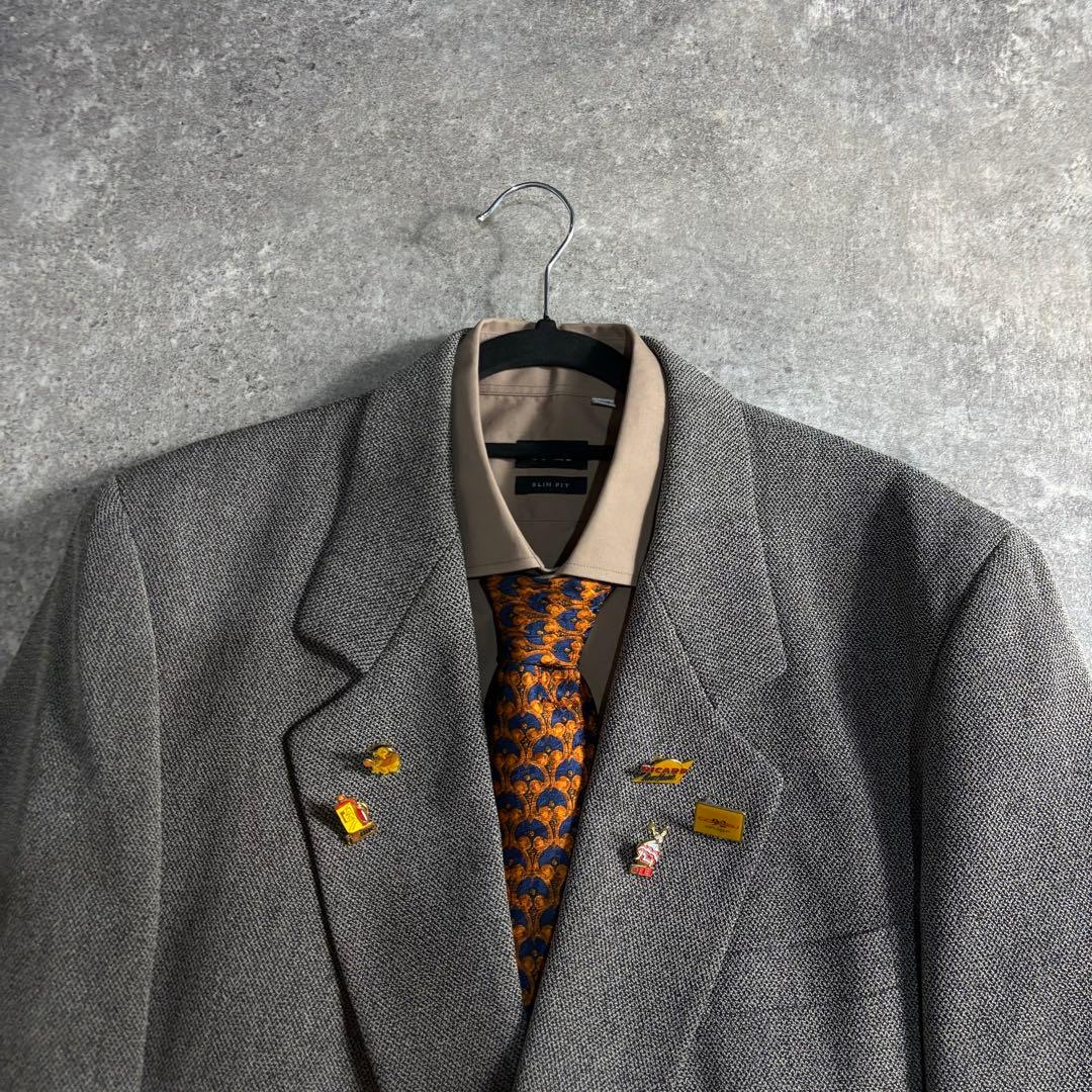 【LOST】セットアップ ダブルスーツ 霜降りグレー GIVENCHYネクタイ