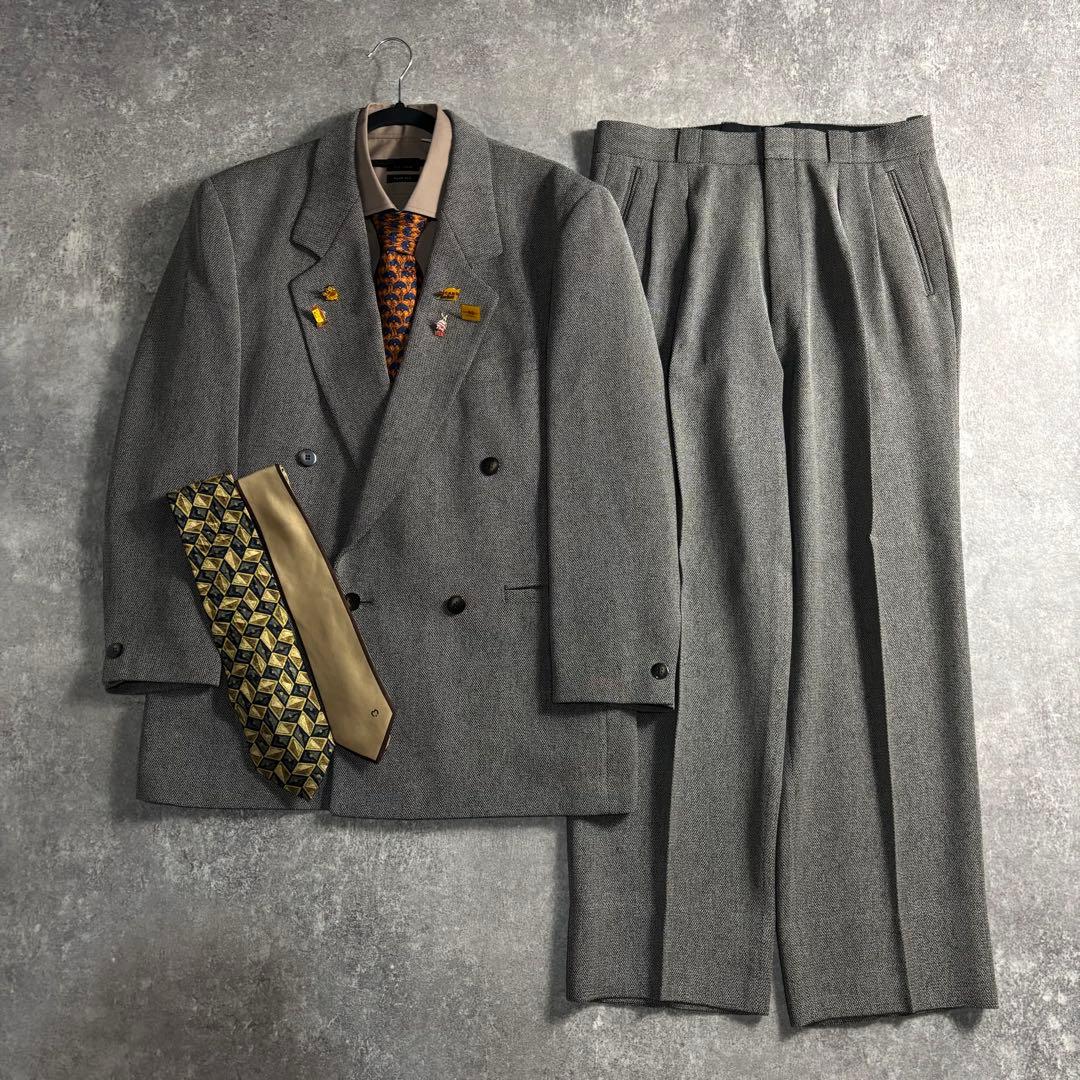 【LOST】セットアップ ダブルスーツ 霜降りグレー GIVENCHYネクタイ