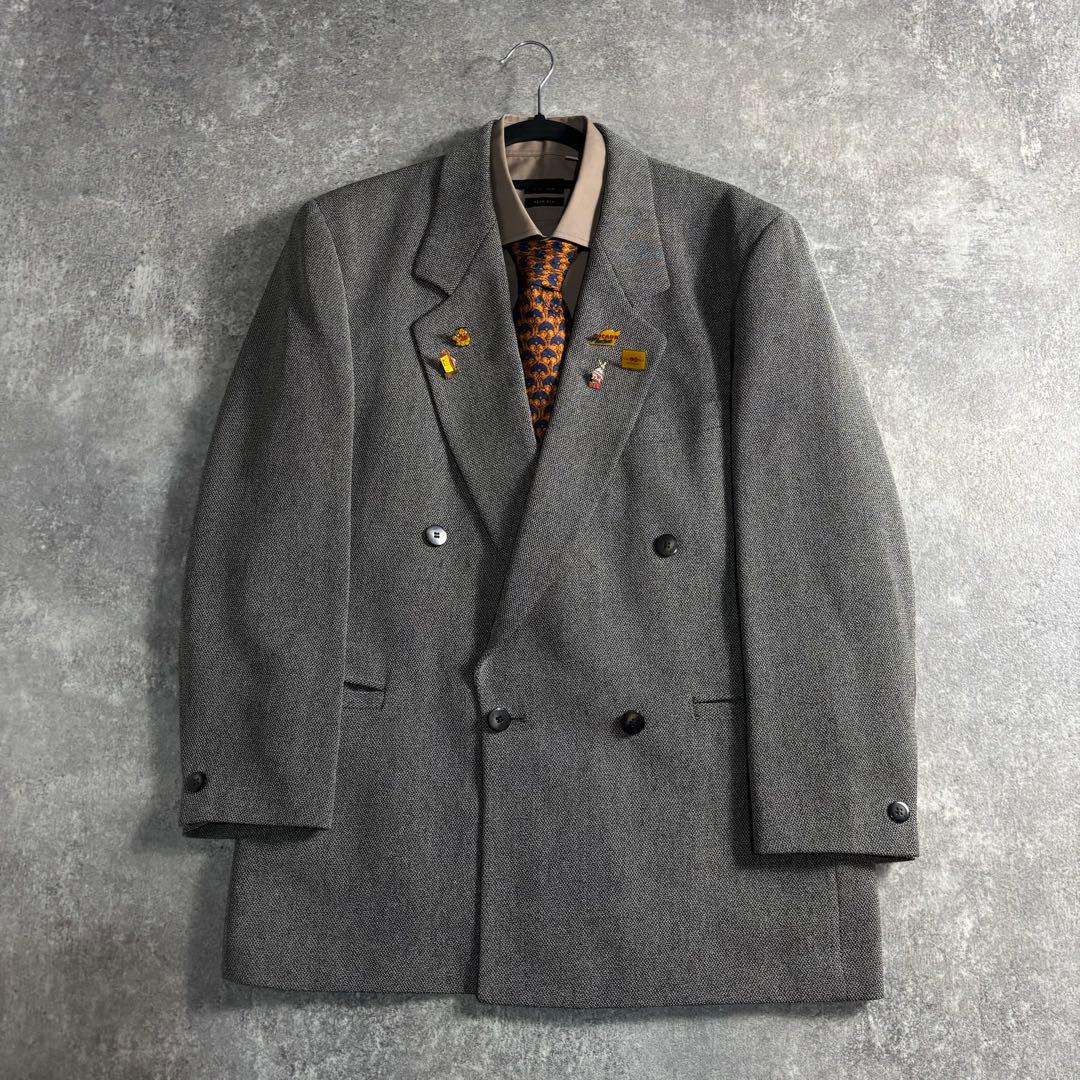 【LOST】セットアップ ダブルスーツ 霜降りグレー GIVENCHYネクタイ