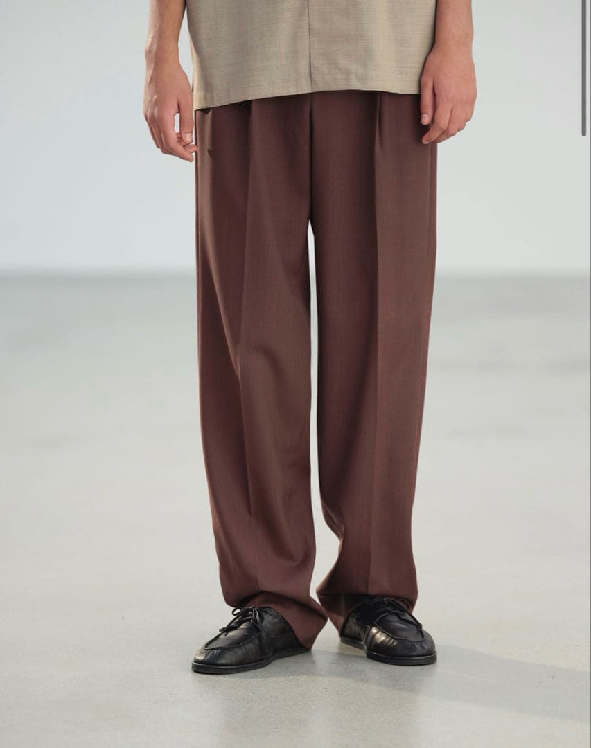 スーツ WOOL KID MOHAIR HOPSACK TWO-TUCK SLACKS