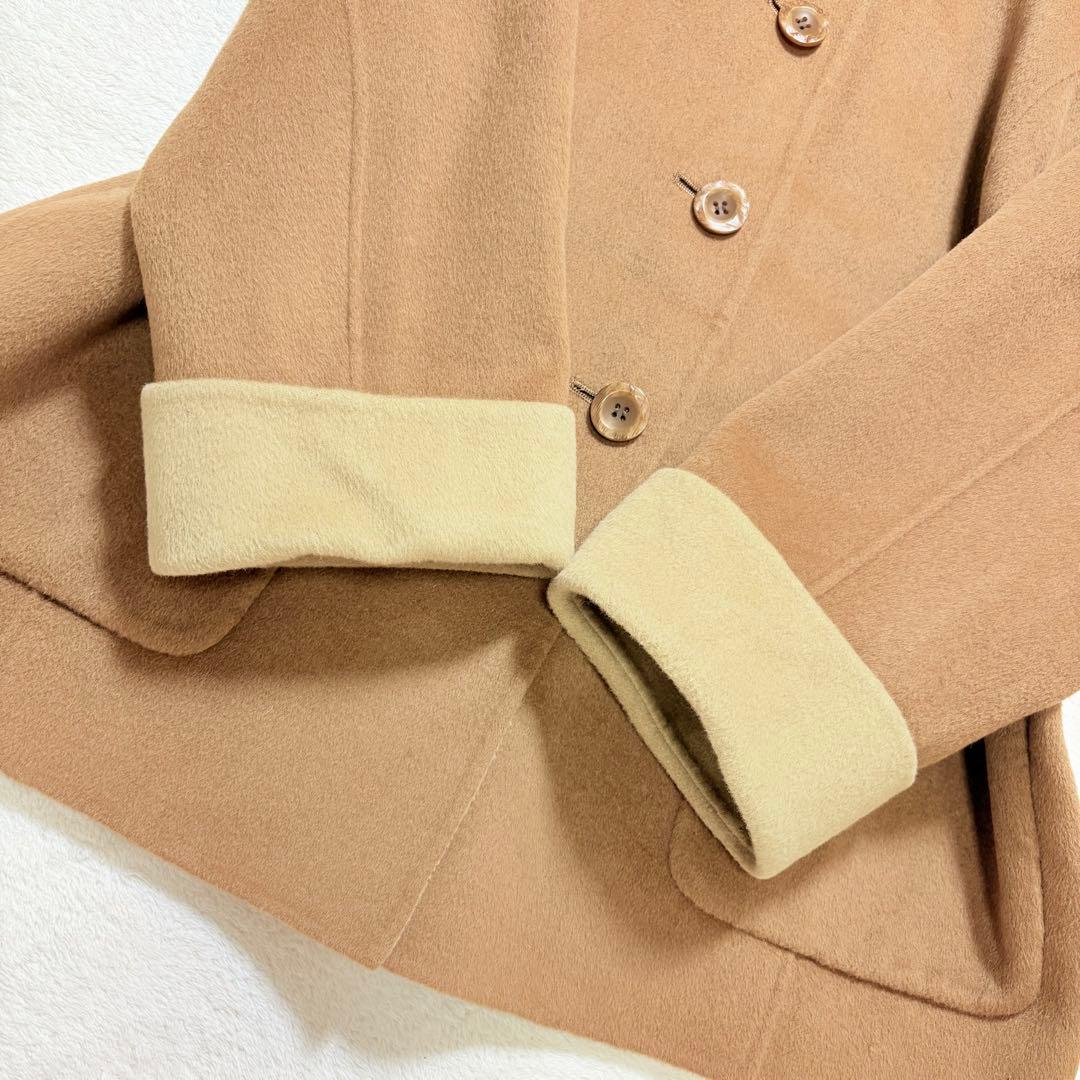 Leilian 15＋ 大きいサイズ ダブルフェイス ハーフコート キャメル