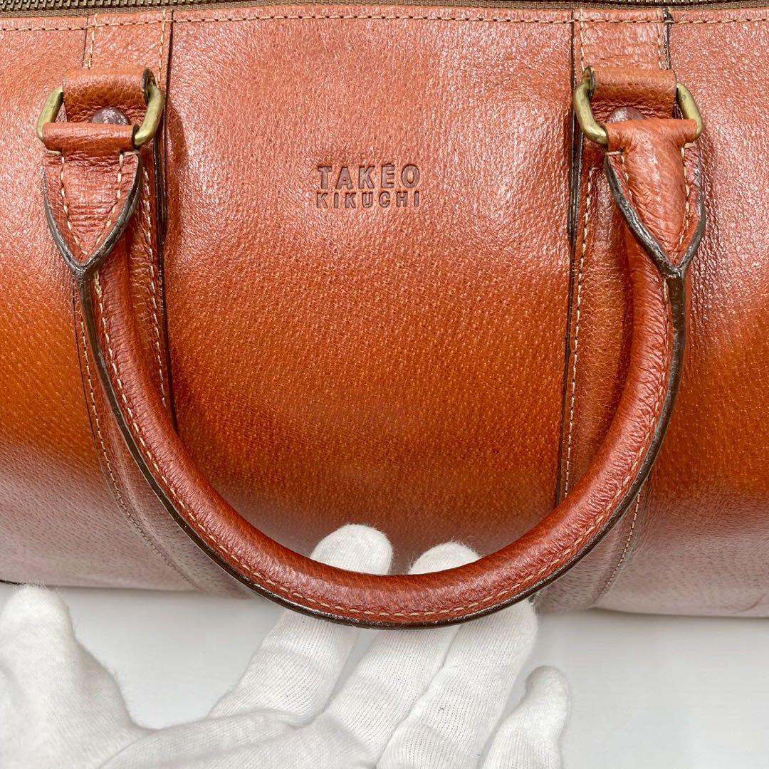タケオキクチ ボストンバッグ オールレザー キャメル ブラウン 大容量
