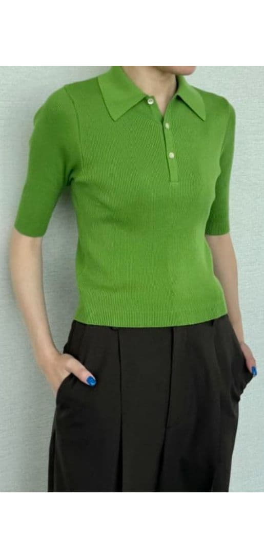 新品未使用 AURALEE リブニットポロシャツ 五分袖