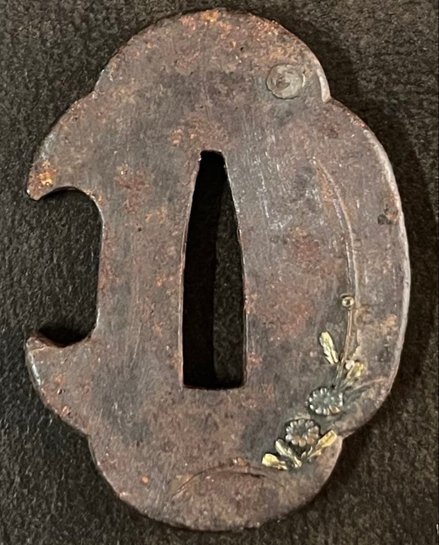 鍔　鉄地　透かし　植物象嵌　2点セット