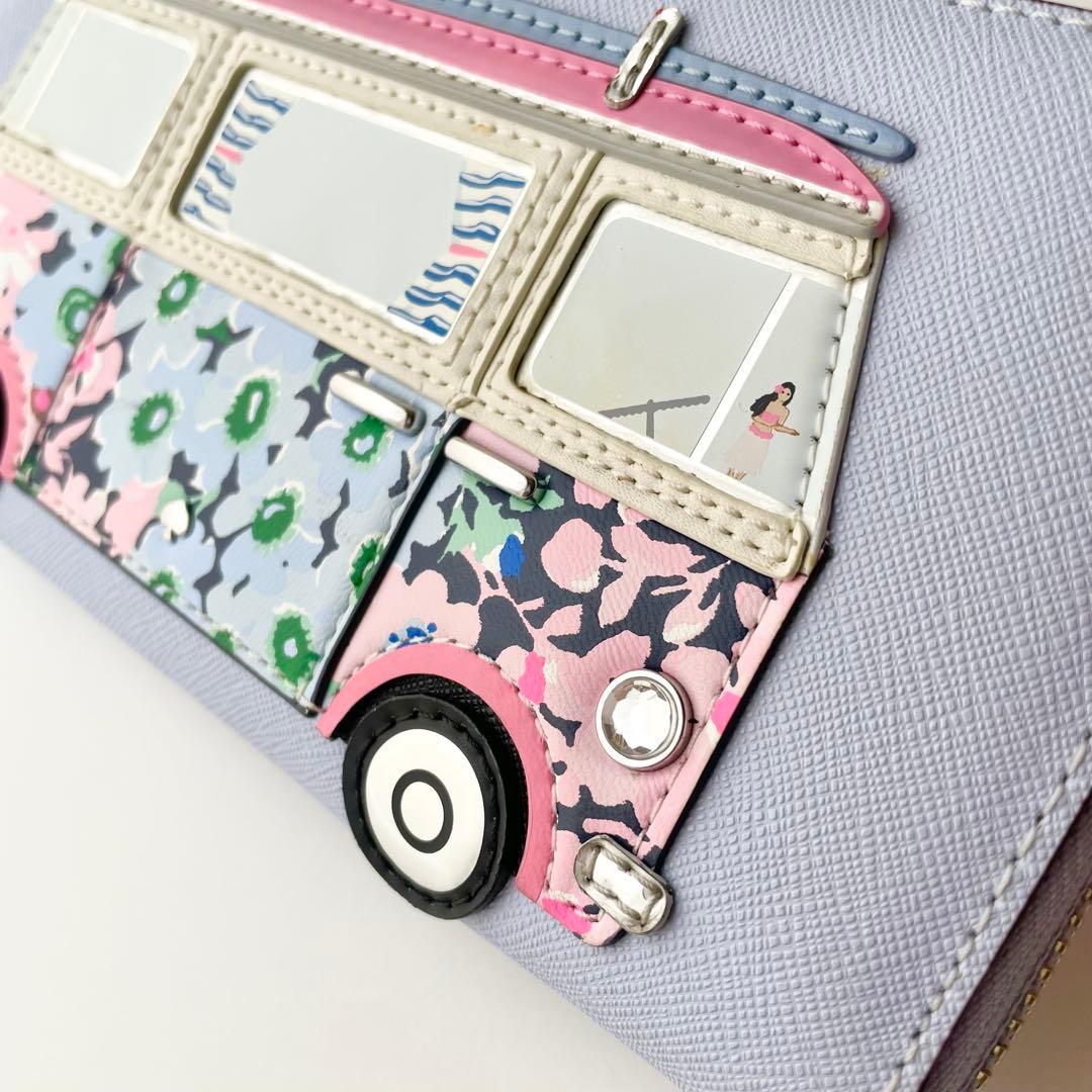 ケイトスペード 長財布 バン バス 車 花柄 モチーフ レザー 新品