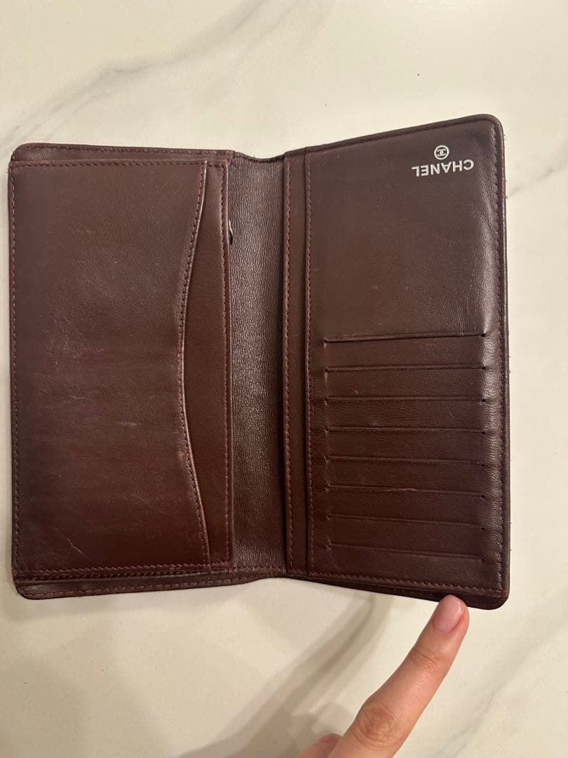 CHANEL 黒 レザー 長財布 マトラッセ