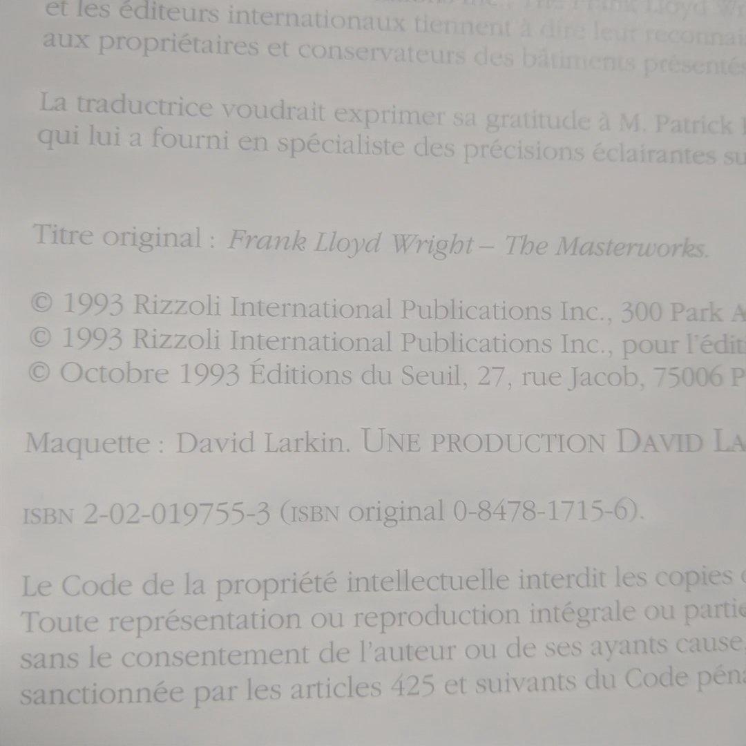 洋書 Frank Lloyd Wright. Les chefs-d'oeuvre