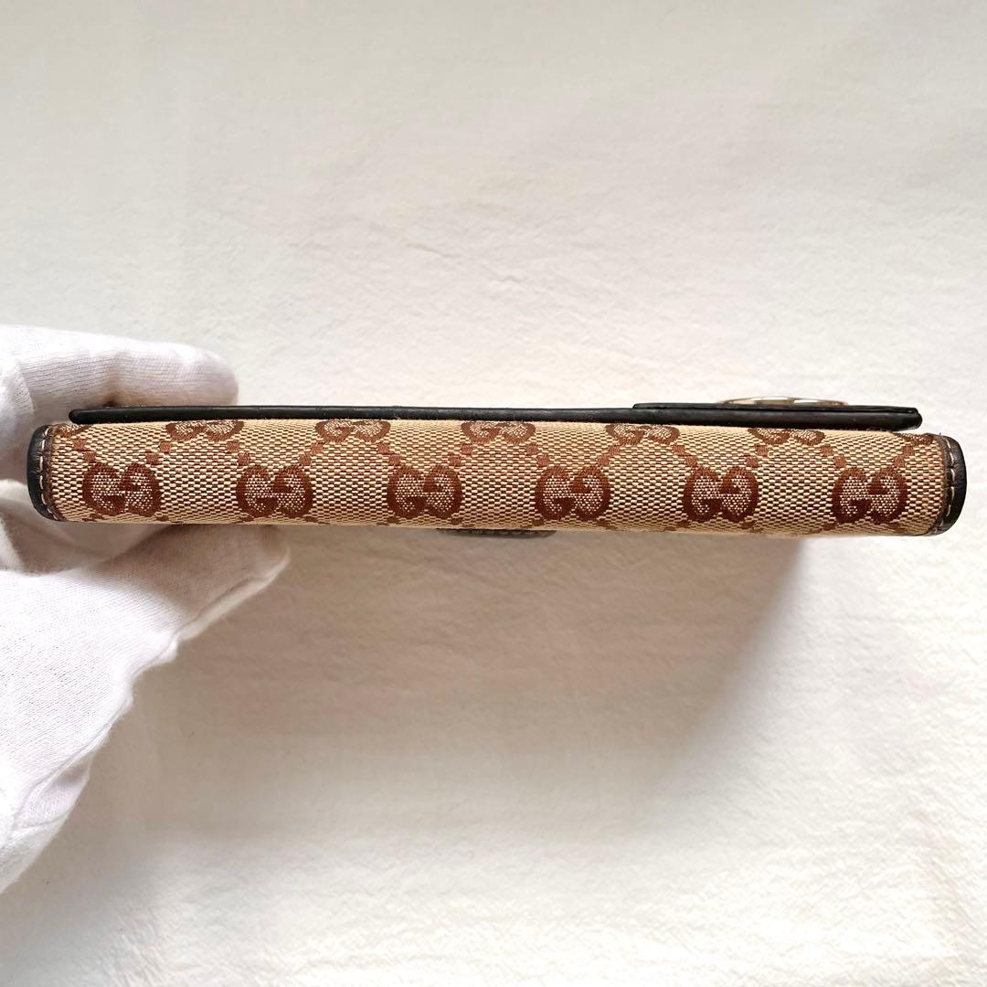 GUCCI グッチ 長財布 GGキャンバス ロゴプレート ブラウン 1201-⑦