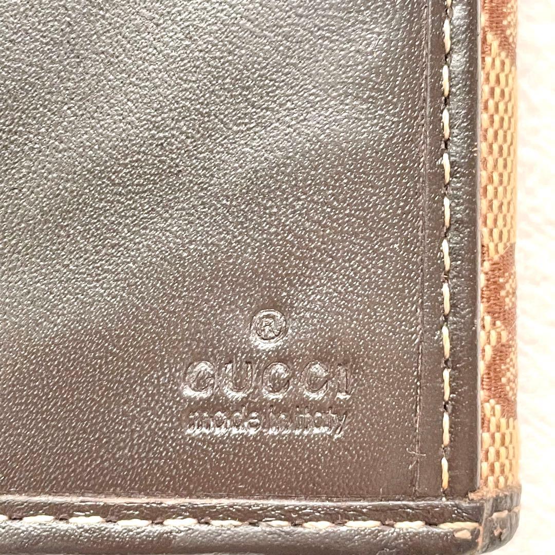 GUCCI グッチ 長財布 GGキャンバス ロゴプレート ブラウン 1201-⑦