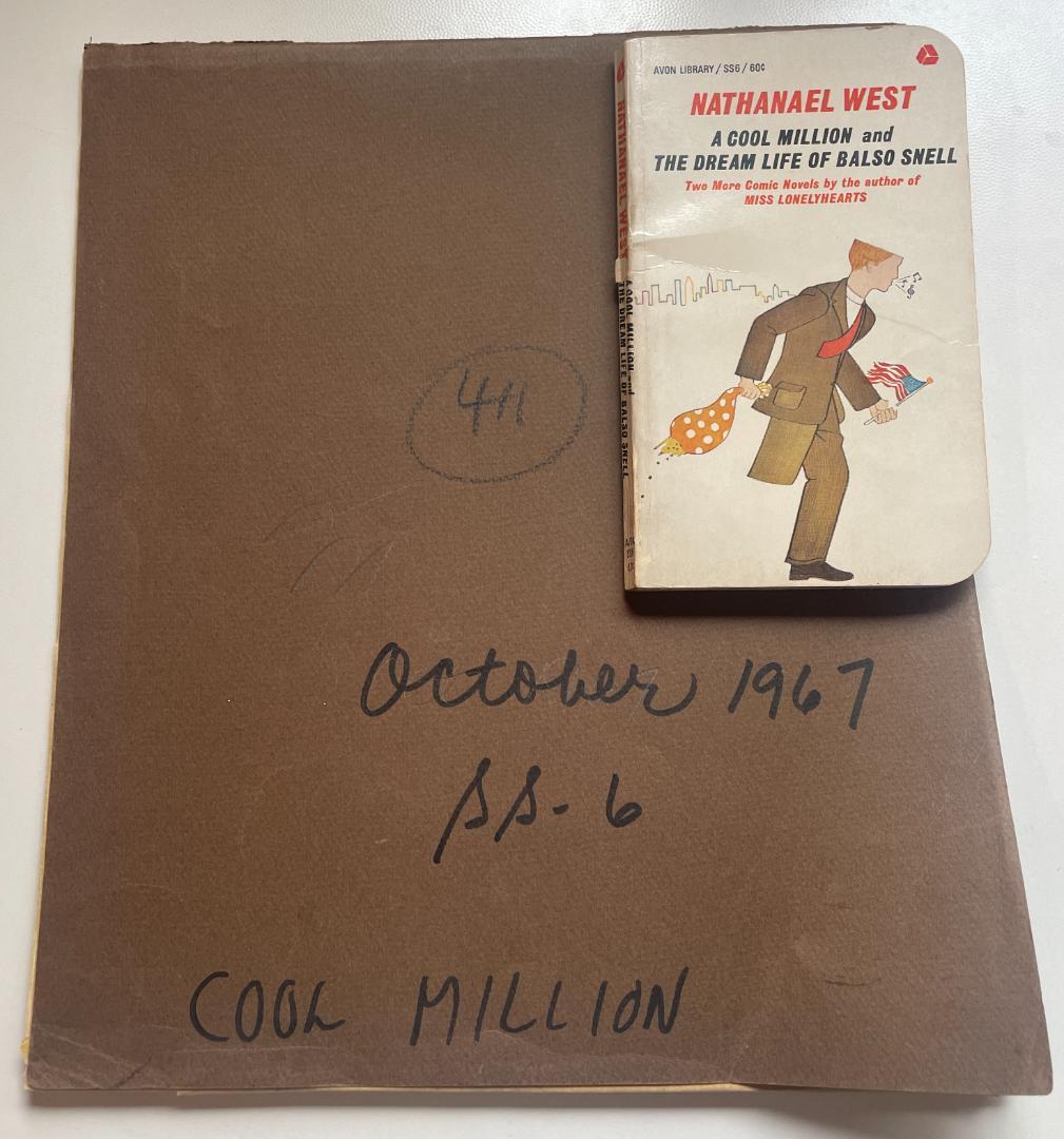 ナサニエル・ウェスト原画表紙版下一点物『クール・ミリオン』60年代制作資料