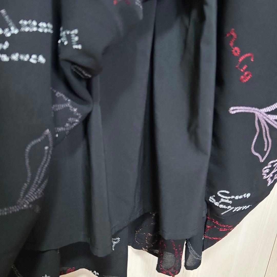 22AW♡グレースコンチネンタル 刺繍ラッフルフリルワンピース 36 総柄