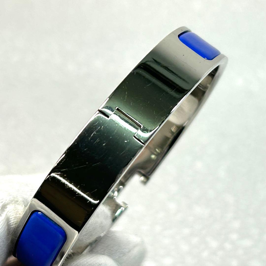 エルメス Hバングル クリッククラック ブレスレット シルバー ブルー