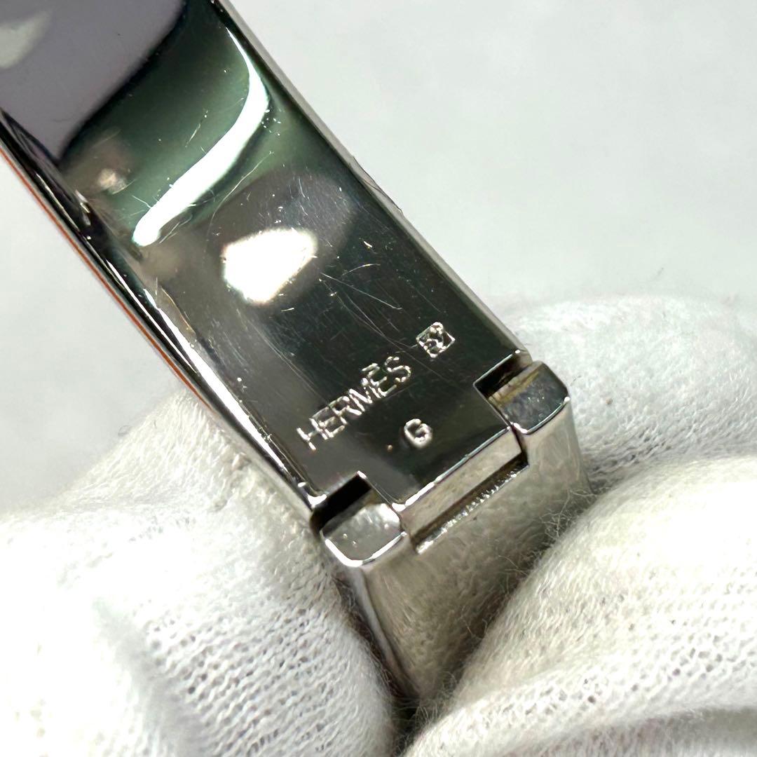 エルメス Hバングル クリッククラック ブレスレット シルバー ブルー