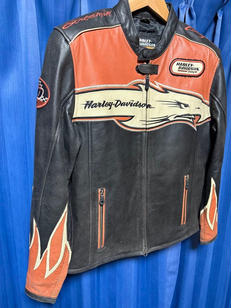 レア 廃盤 ハーレーダビッドソン レーシング 本革 レザージャケット Mサイズ