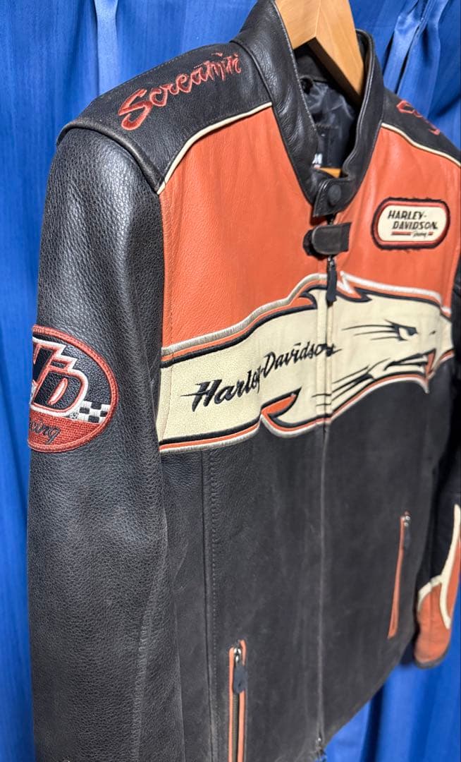 レア 廃盤 ハーレーダビッドソン レーシング 本革 レザージャケット Mサイズ