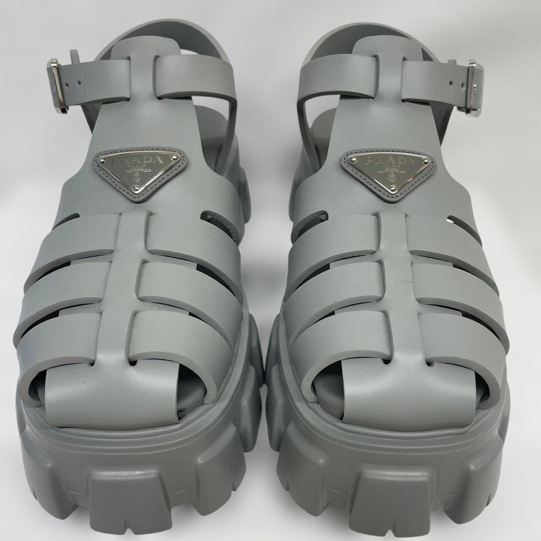 PRADA モノリス　ラバーサンダル　グレー　6