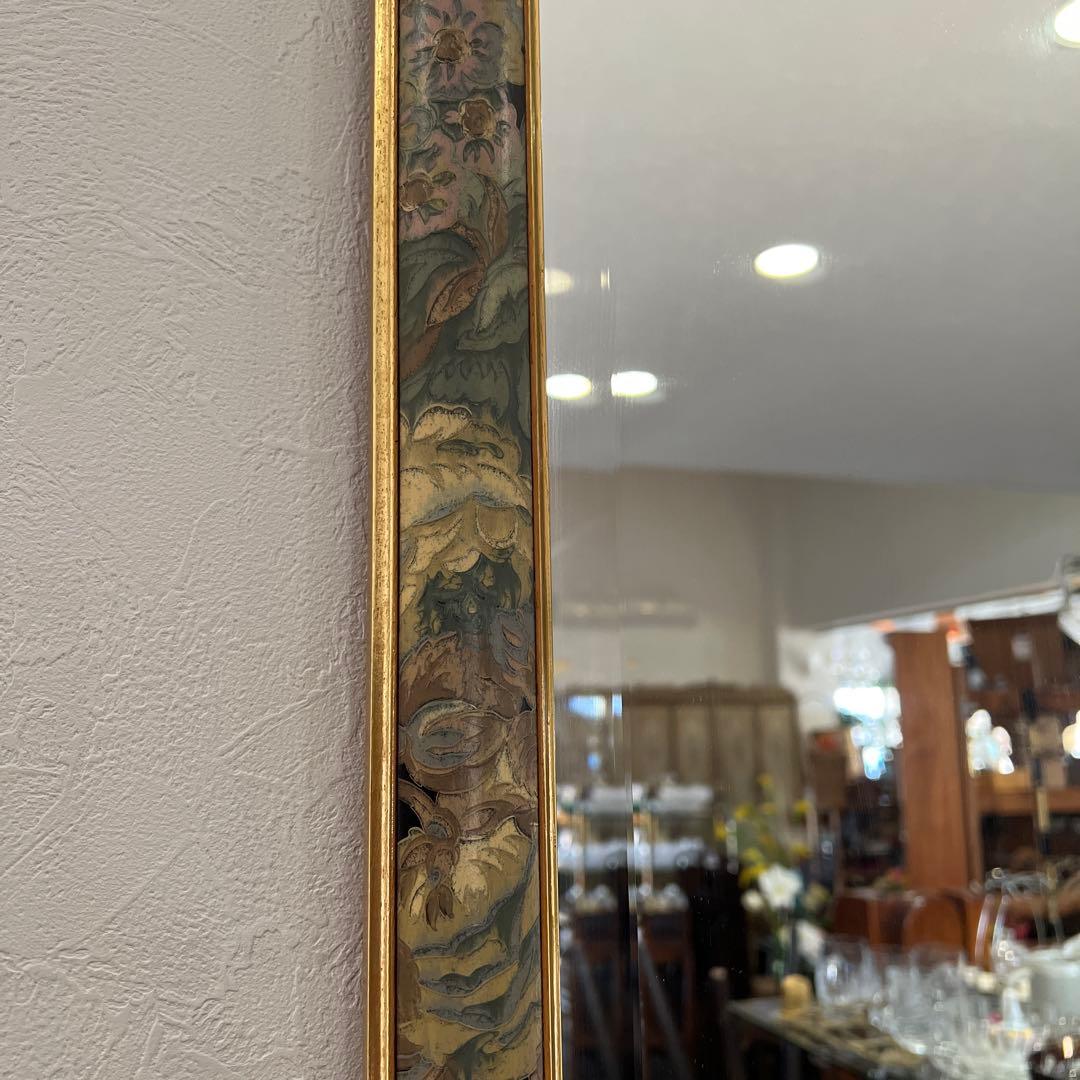 k334r120 イタリア製 ウォールミラー 木製 花柄 壁掛け鏡 112㎝