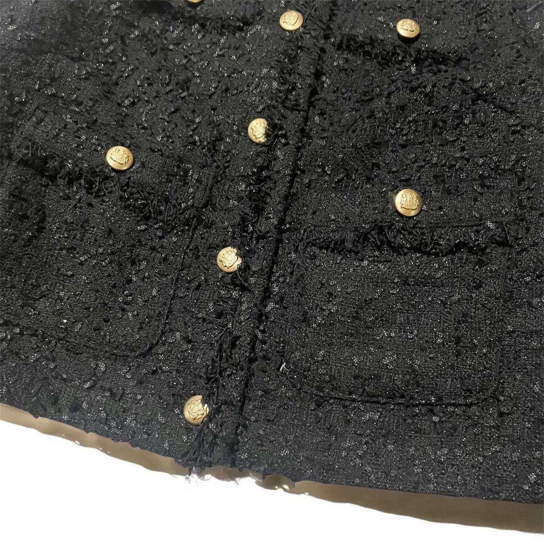 JUSGLITTY 美香さんコラボ ツイードジャケット　黒　金ボタン