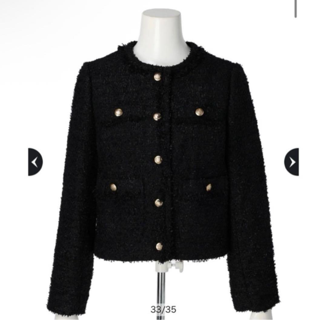 JUSGLITTY 美香さんコラボ ツイードジャケット　黒　金ボタン