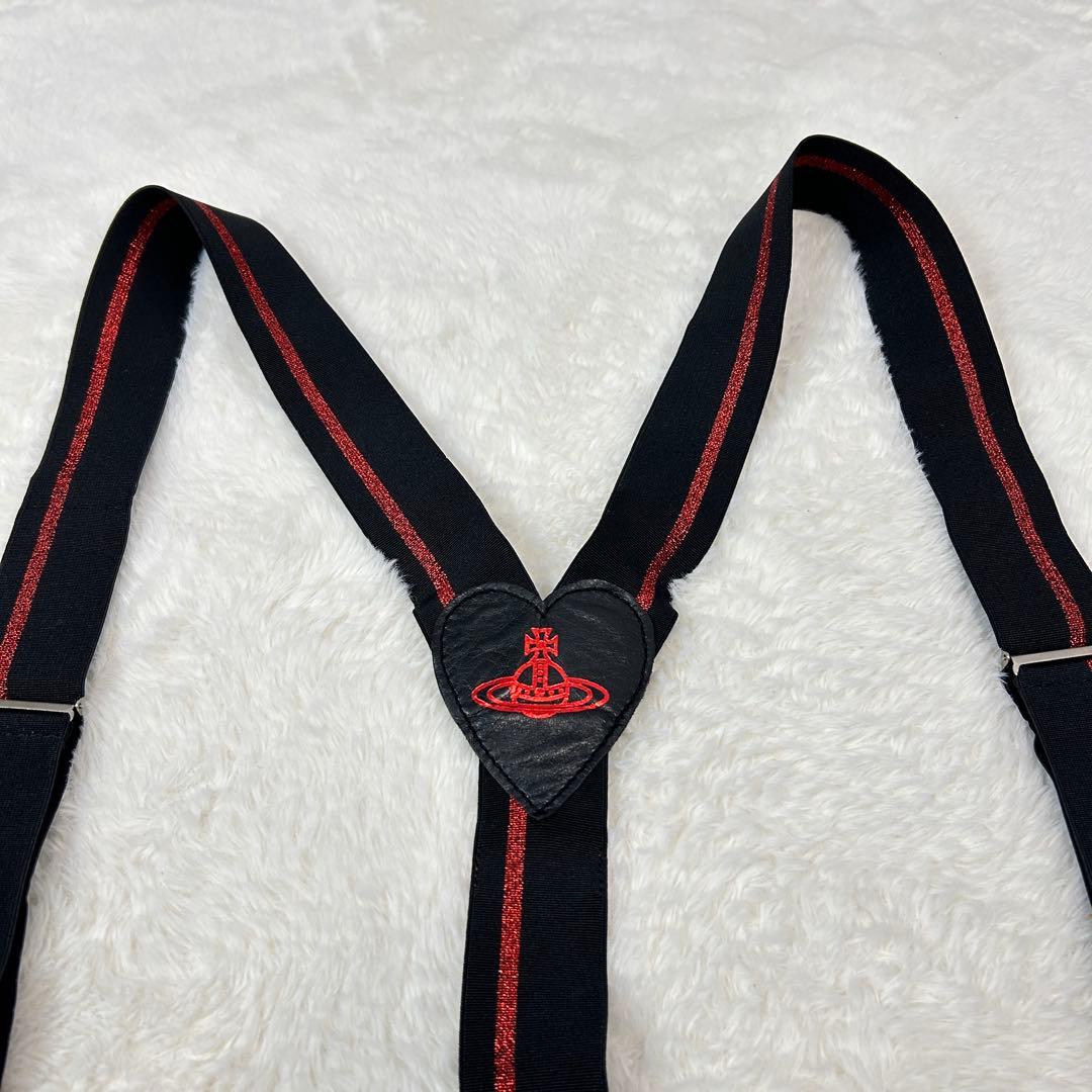 ヴィヴィアンウエストウッドレッドレーベル　サスペンダー　ハートオーブ　Y型