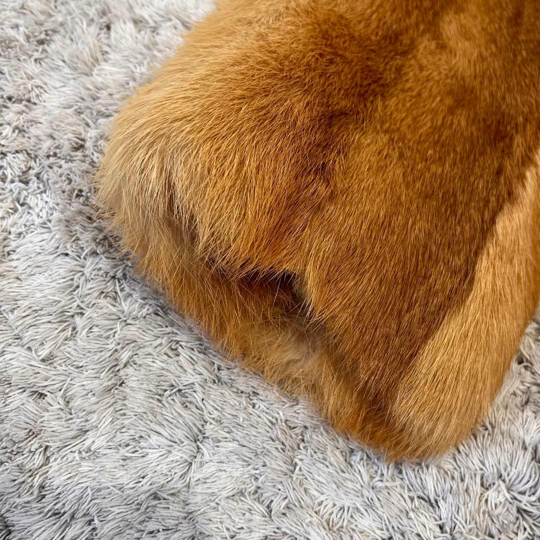 フォックス リアルファー コート ボリューム襟 毛皮 毛並み良好 レッドブラウン