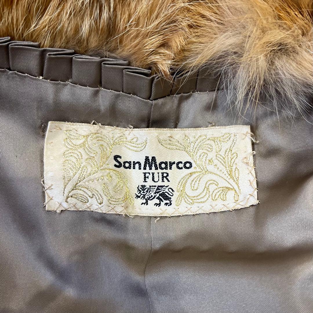 フォックス リアルファー コート ボリューム襟 毛皮 毛並み良好 レッドブラウン