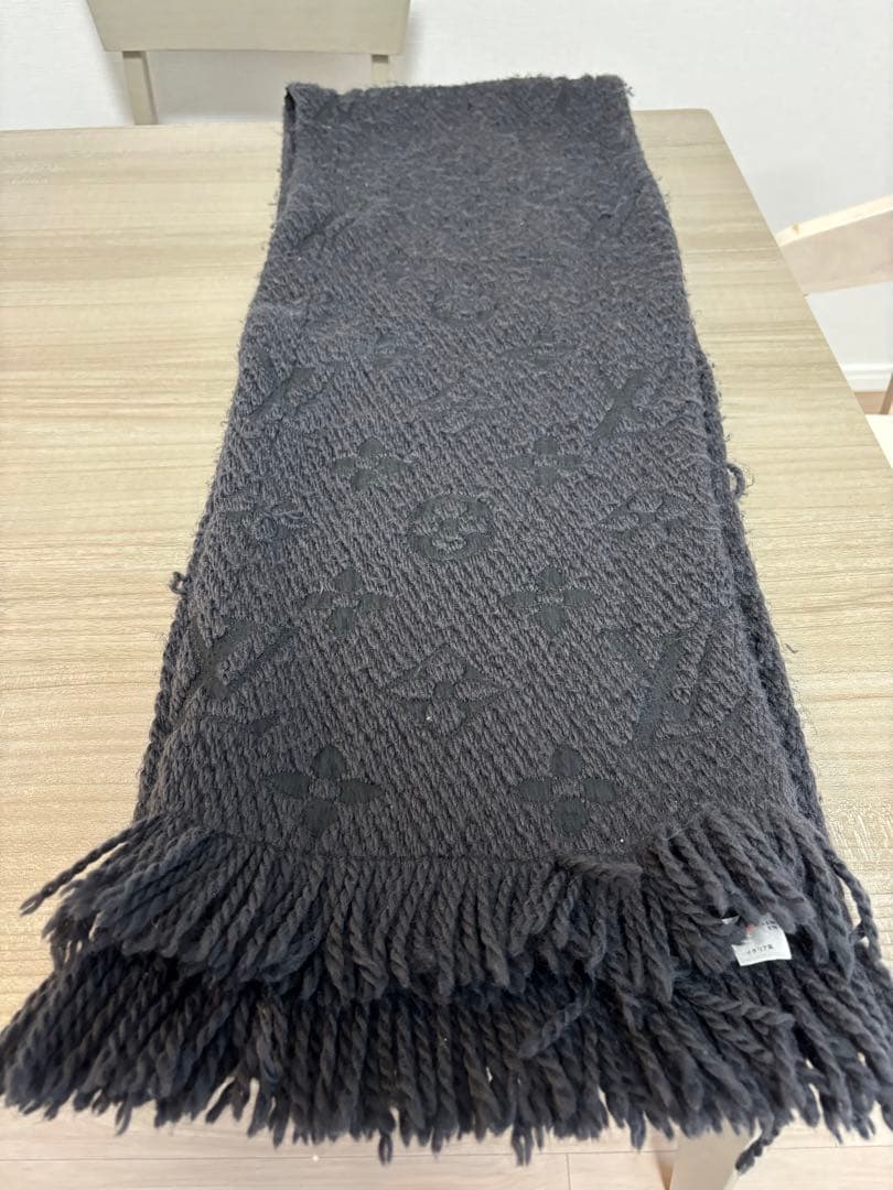 LOUIS VUITTON ブラック マフラー ウールシルク混合