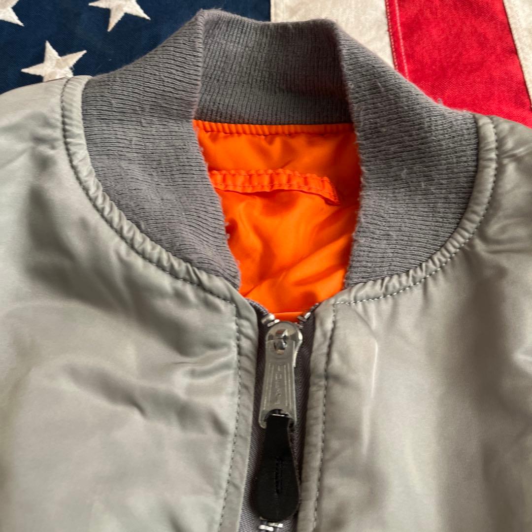 90s ビンテージ ALPHA アルファ MA-1 シルバー XL アメリカ製