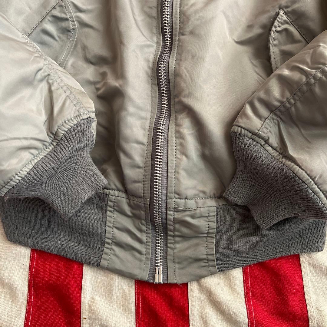 90s ビンテージ ALPHA アルファ MA-1 シルバー XL アメリカ製