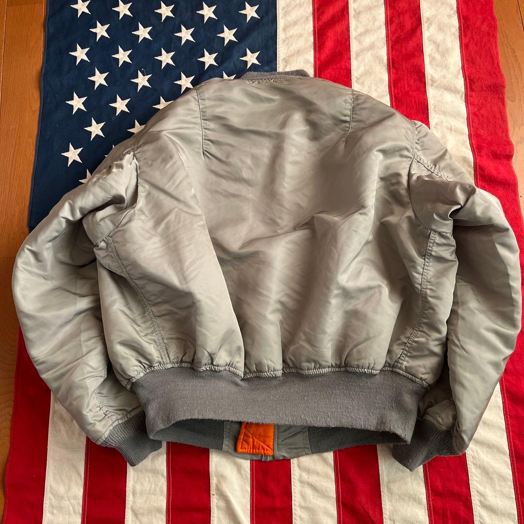 90s ビンテージ ALPHA アルファ MA-1 シルバー XL アメリカ製