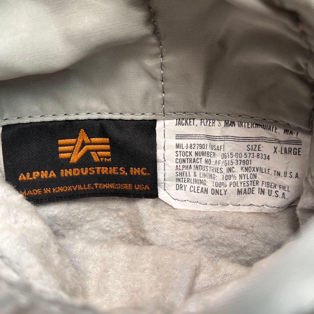 90s ビンテージ ALPHA アルファ MA-1 シルバー XL アメリカ製