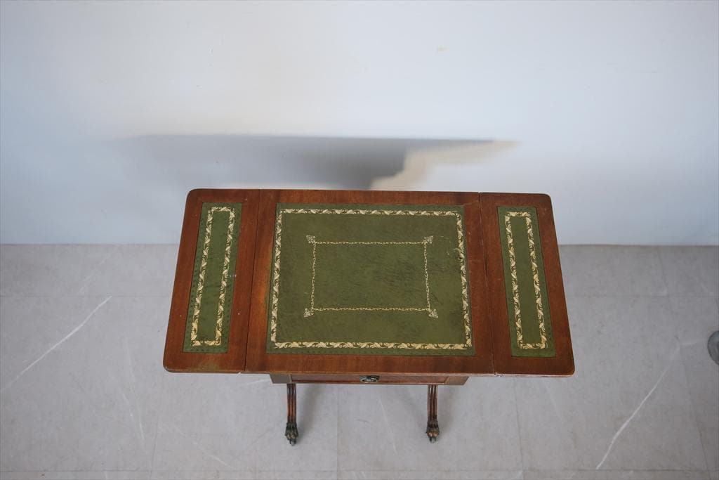 英国アンティーク木製ドロップリーフソファテーブル/折畳式机バタフライ91-219