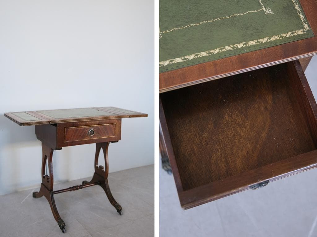 英国アンティーク木製ドロップリーフソファテーブル/折畳式机バタフライ91-219