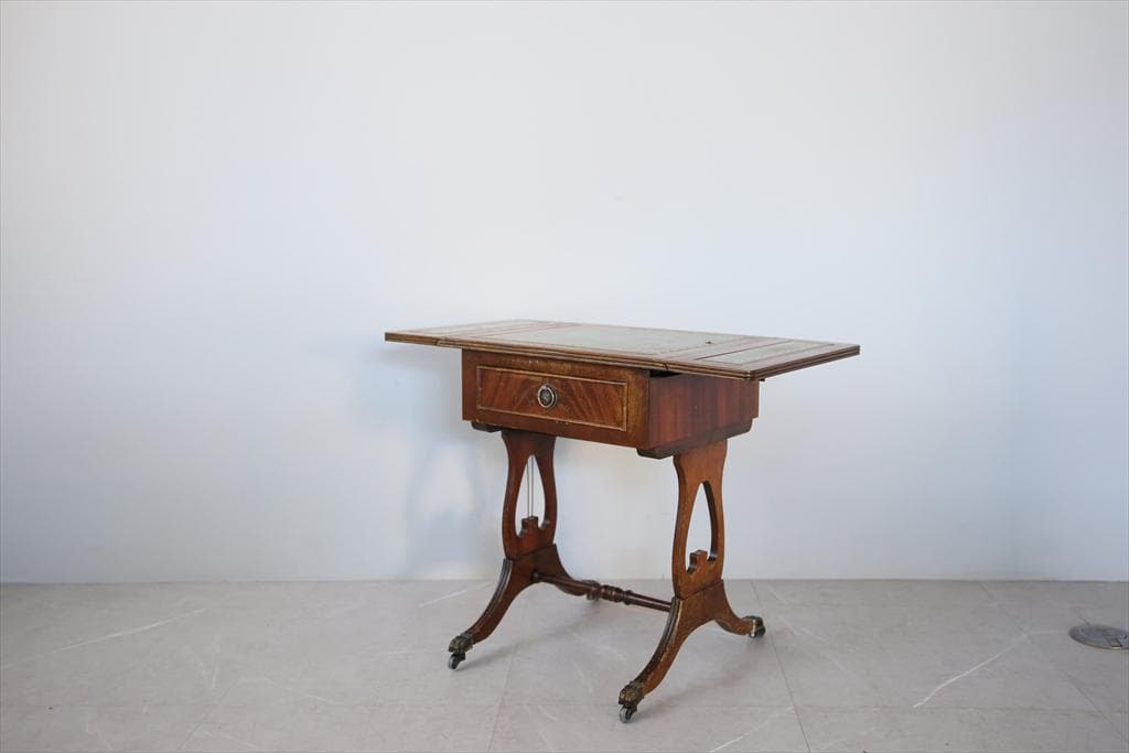 英国アンティーク木製ドロップリーフソファテーブル/折畳式机バタフライ91-219