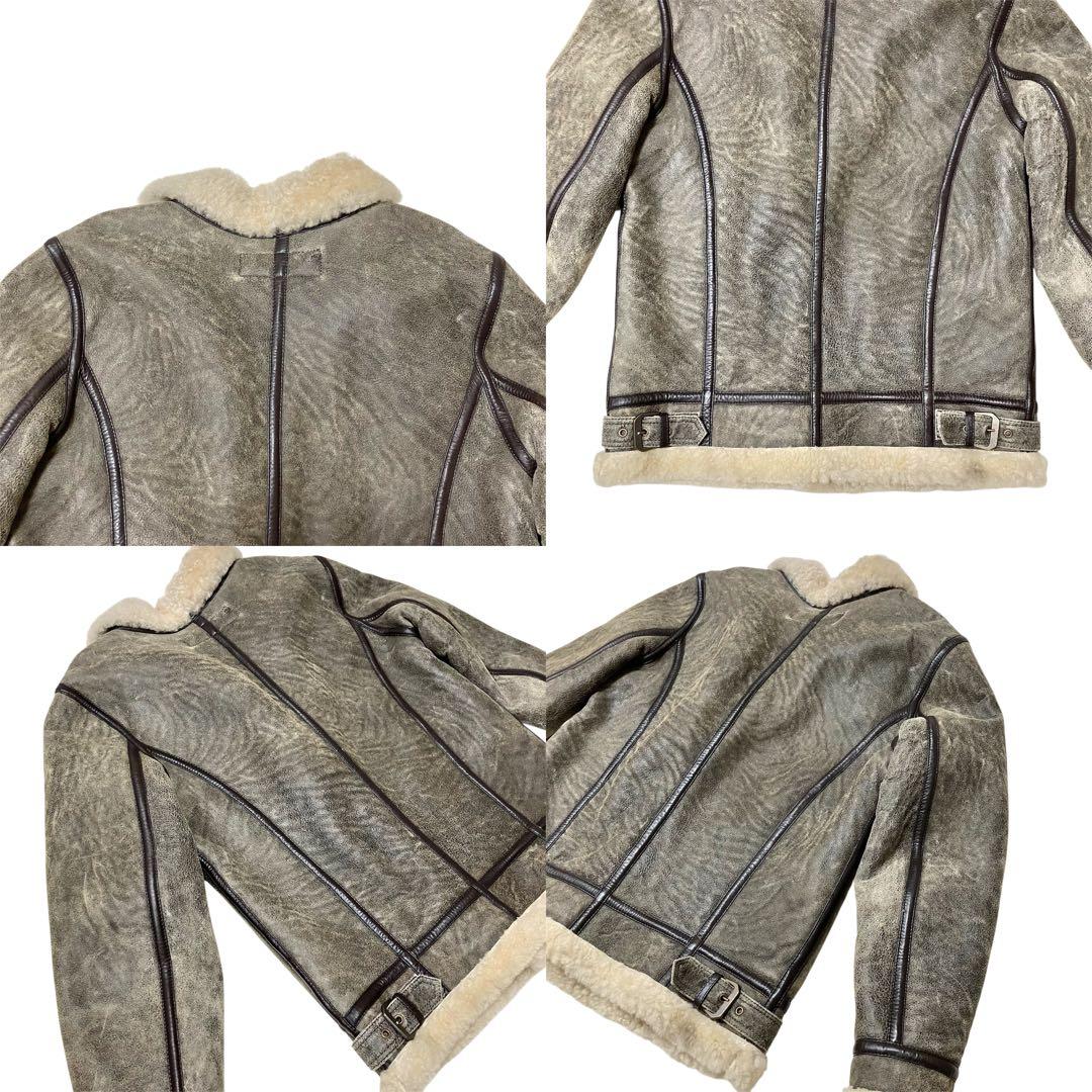 【良品】Liugoo リューグーレザーズ ムートンジャケット フライト B3 黒