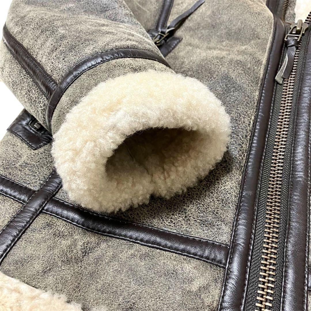 【良品】Liugoo リューグーレザーズ ムートンジャケット フライト B3 黒