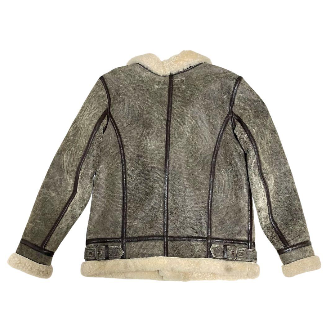 【良品】Liugoo リューグーレザーズ ムートンジャケット フライト B3 黒