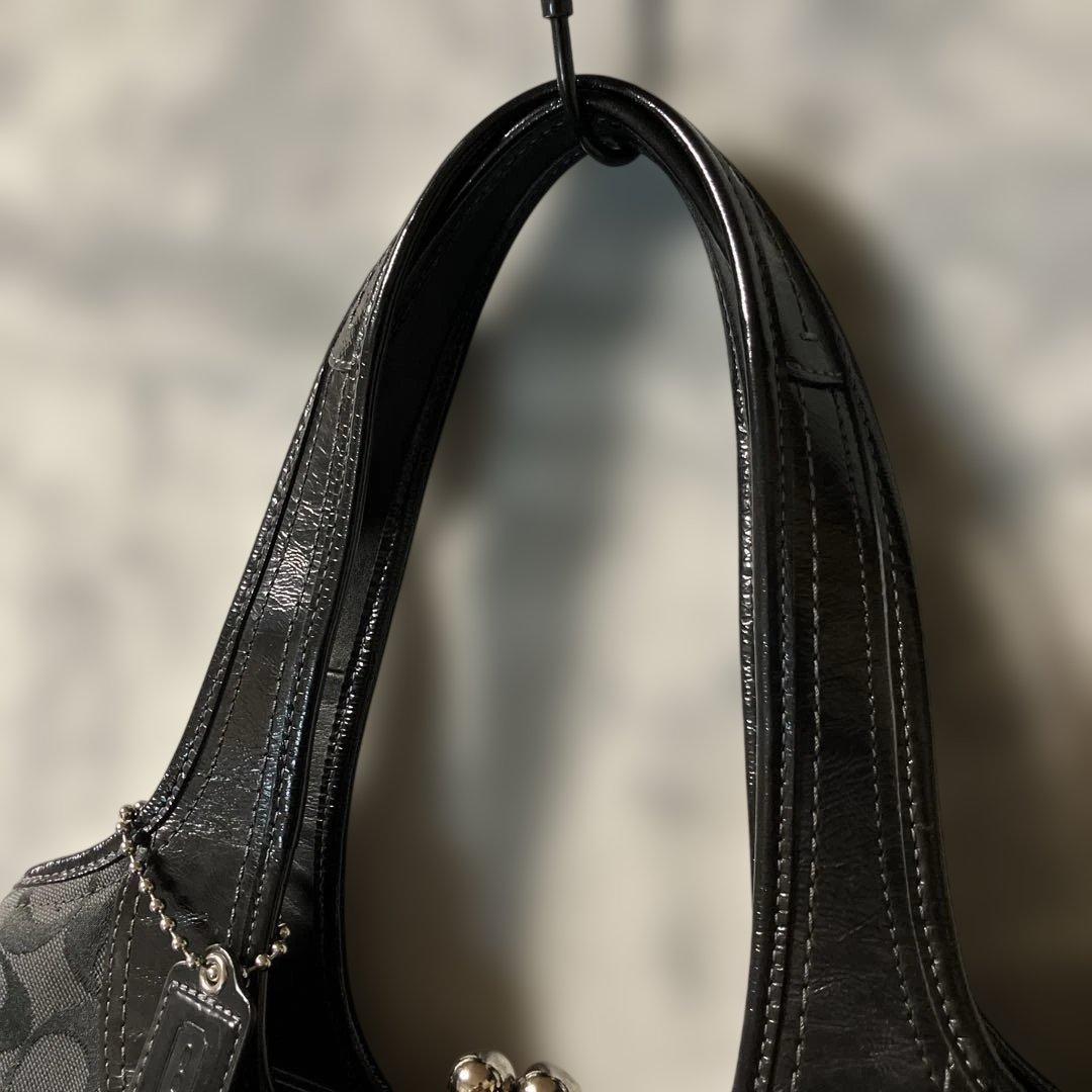 COACH コーチ シグネチャー ワンショルダーバッグ がま口 ブラック