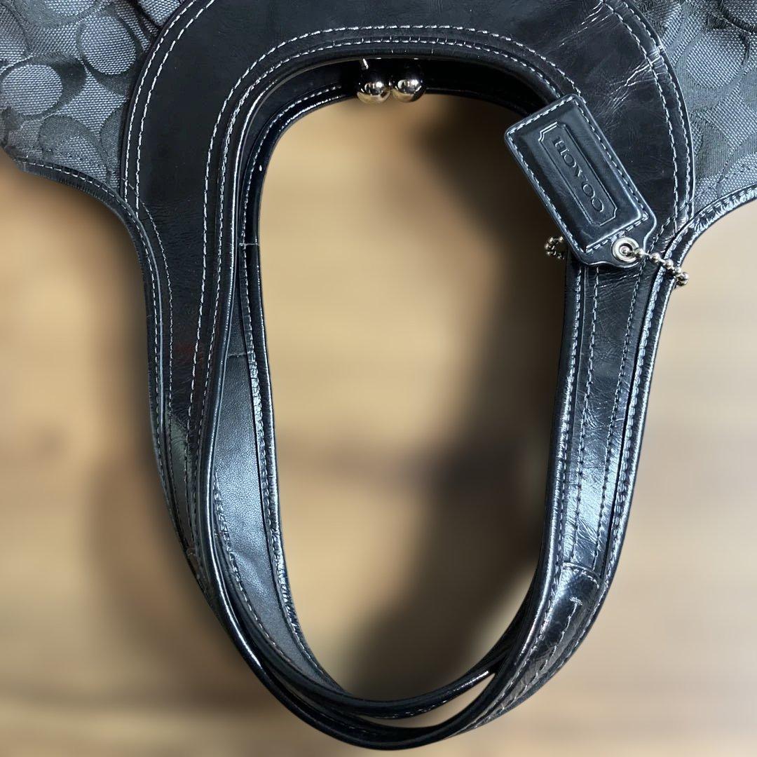 COACH コーチ シグネチャー ワンショルダーバッグ がま口 ブラック