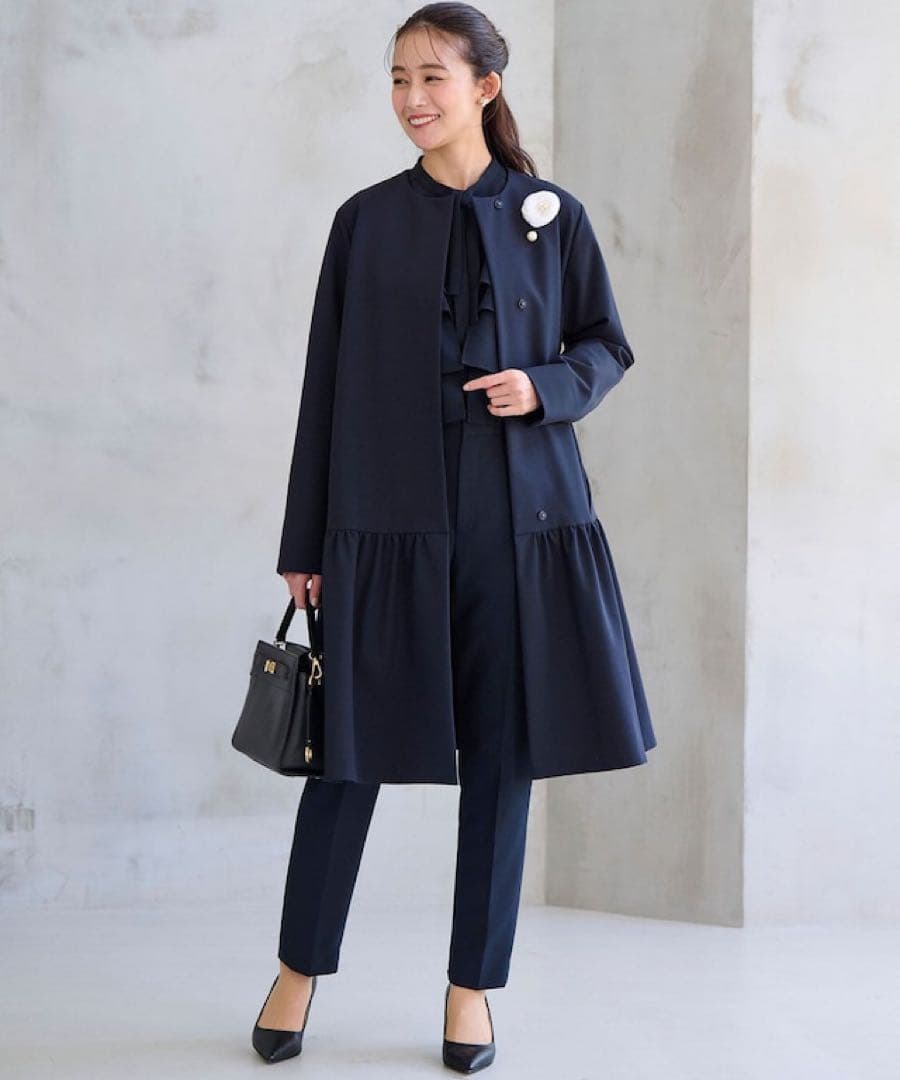 組曲　ストレッチノーカラーコート