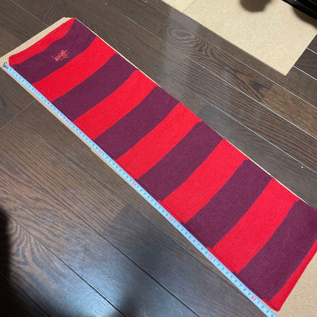 ステューシー‼️赤　エンジ　ストライプ ニットマフラー‼️ アメリカ製‼️オールド‼️