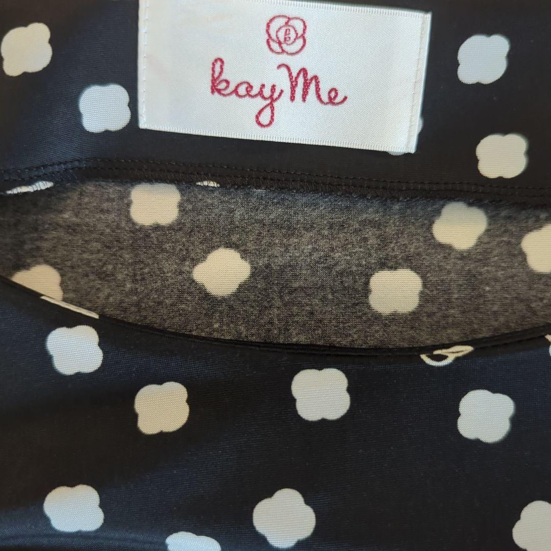 【美品】kay me 黒ドット柄ロングワンピ 11号
