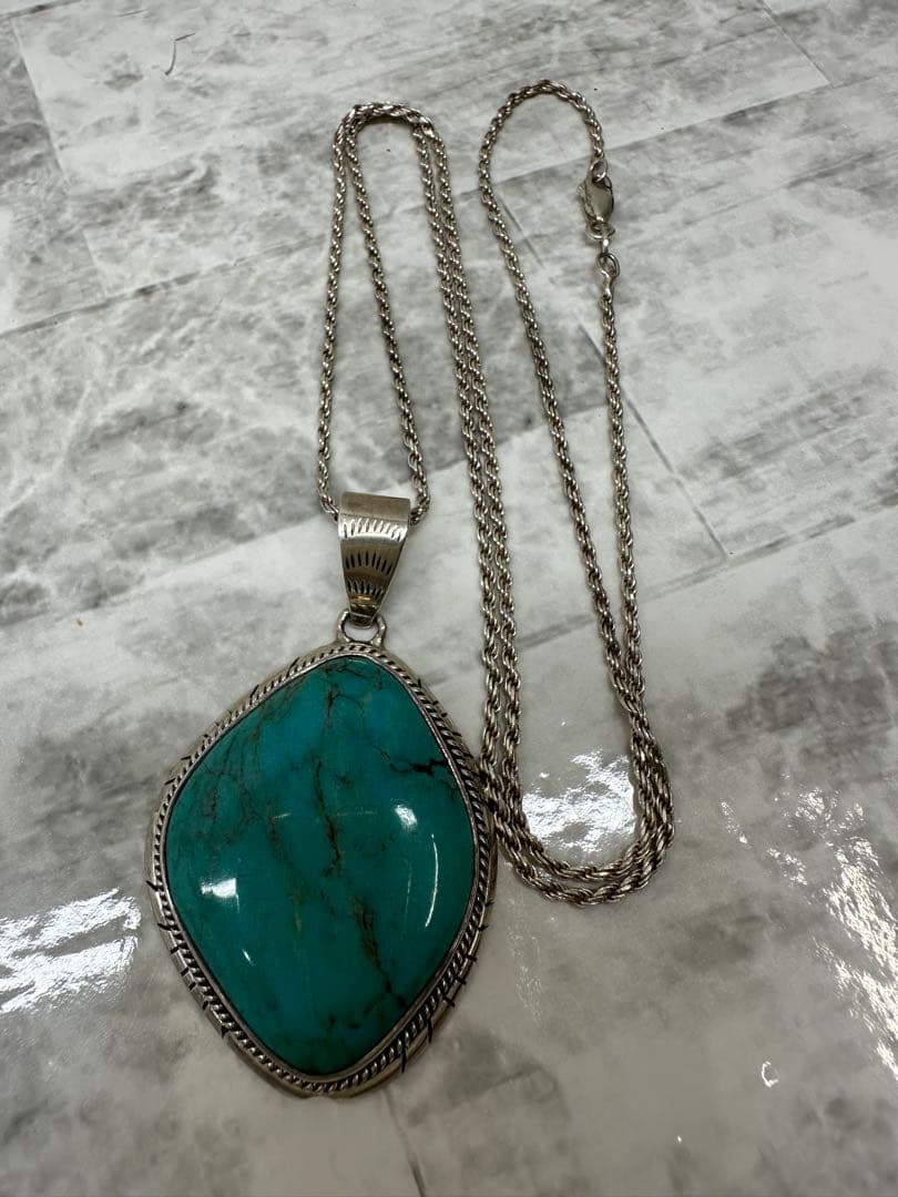 ターコイズペンダントネックレス　シルバー925