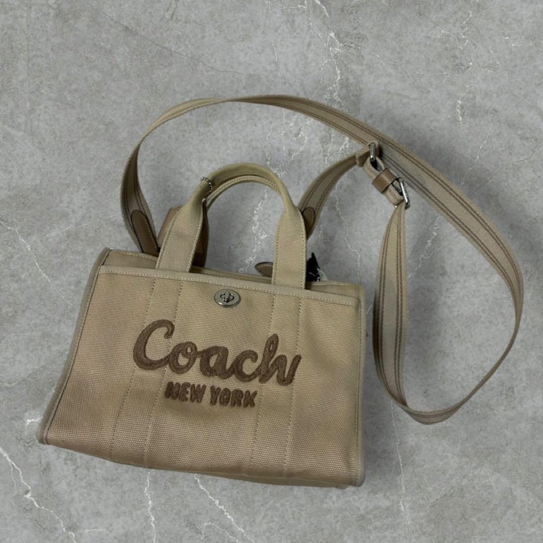 バッグ coach y2k 2way shoulderbag canvas beige